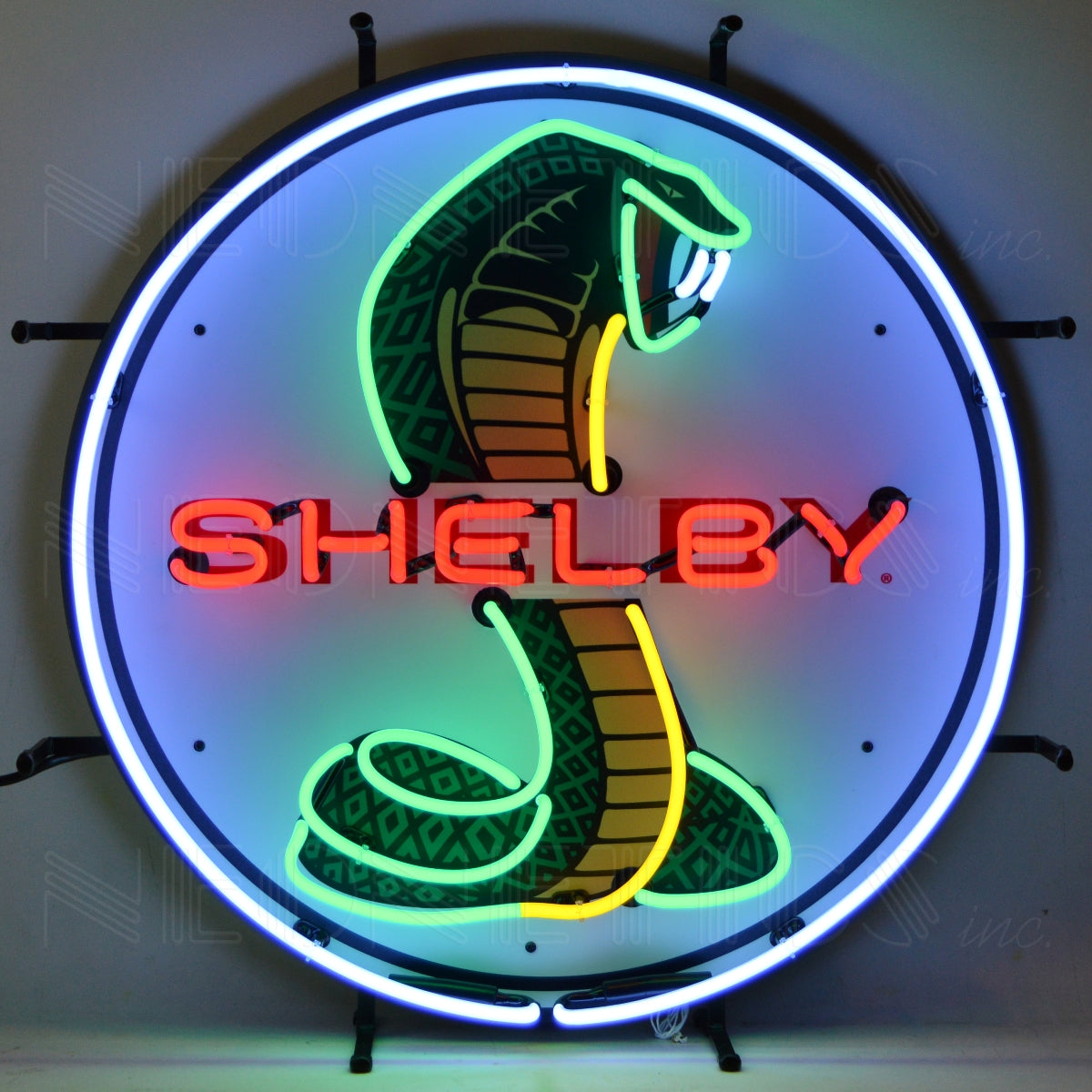 SHELBY COBRA CIRCLE NEON SIGN WITH BACKING 5SHLBK