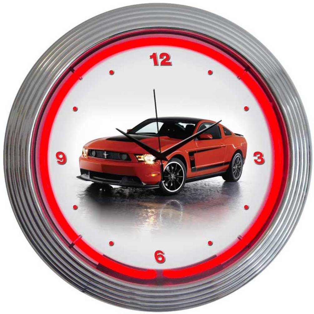 FORD MUSTANG BOSS 302 NEON CLOCK 8FBOSS