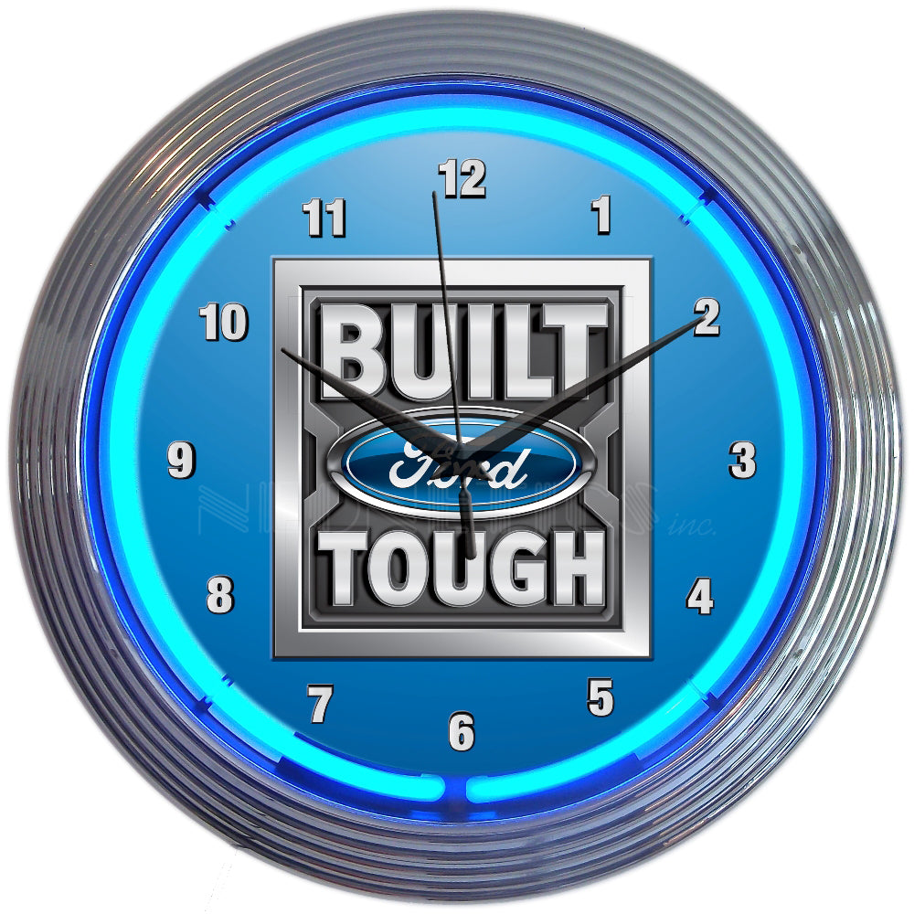 FORD - BUILT FORD TOUGH NEON CLOCK 8FRBFT