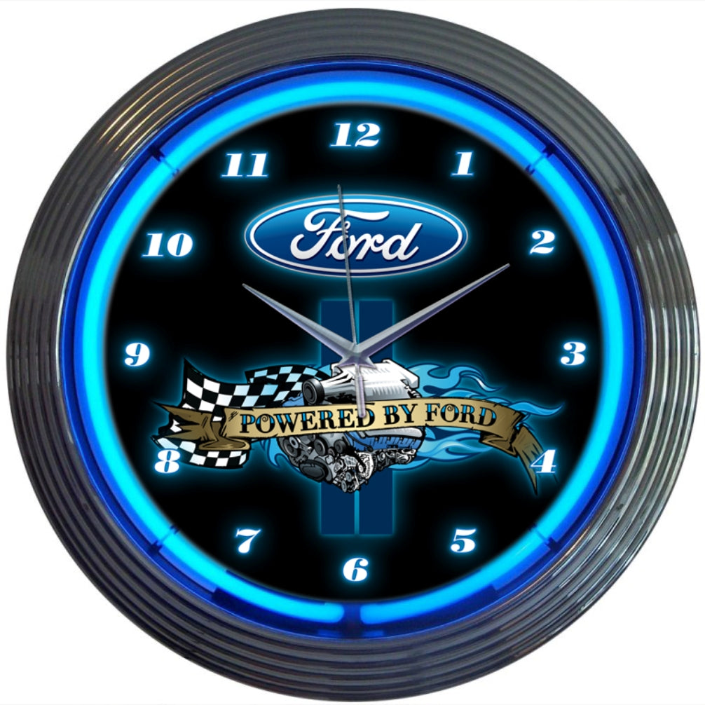 POWERED BY FORD NEON CLOCK 8PWDFORD