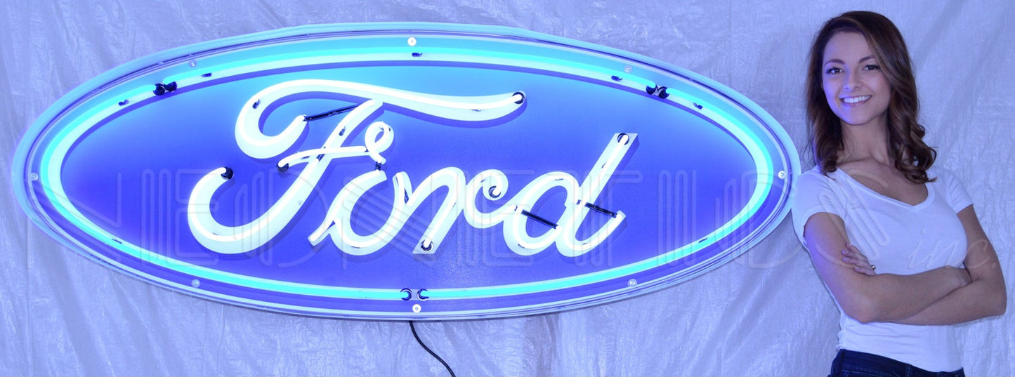 5 FOOT FORD OVAL NEON SIGN IN STEEL CAN 9FORDC