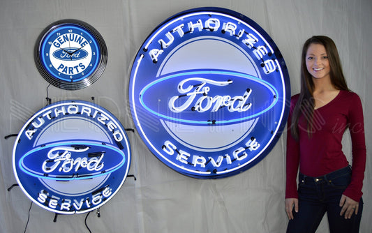 FORD AUTHORIZED SERVICE 36 INCH NEON SIGN IN METAL CAN 9FRDBK