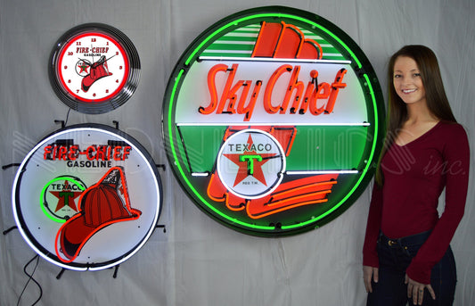 TEXACO SKY CHIEF 36 INCH NEON SIGN IN METAL CAN 9TXSKY