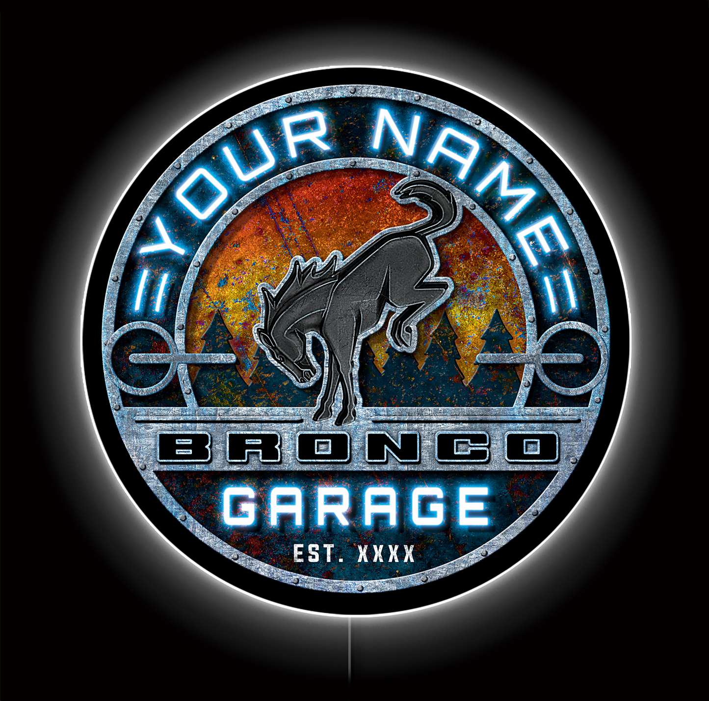 Customizable Bronco Garage LED Sign Giant 36"