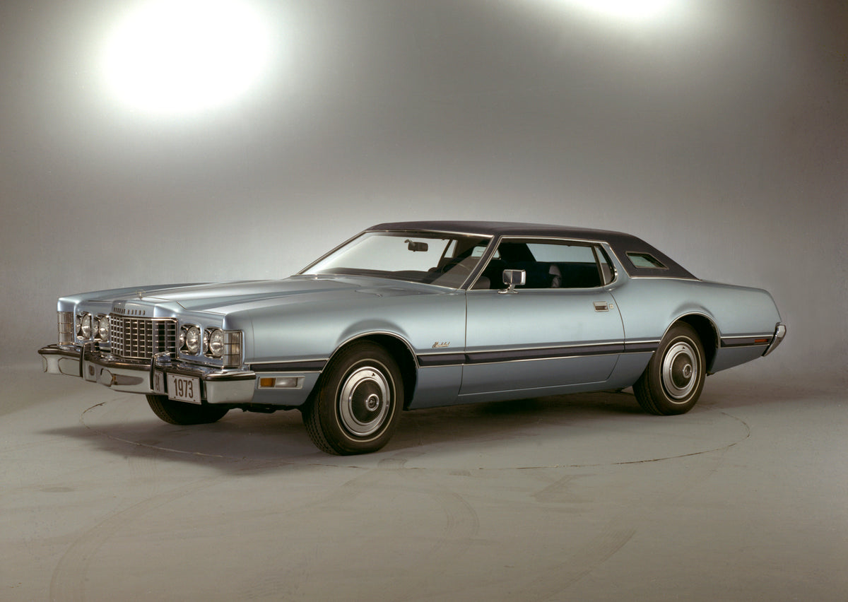 This archival image documents the 1973 Ford Thunderbird in studio and is preserved in the Ford Heritage Vault as part of Ford Motor Company's historic photographic archive. Free for personal, non-commercial use. Ford Heritage Vault reference AR-20...