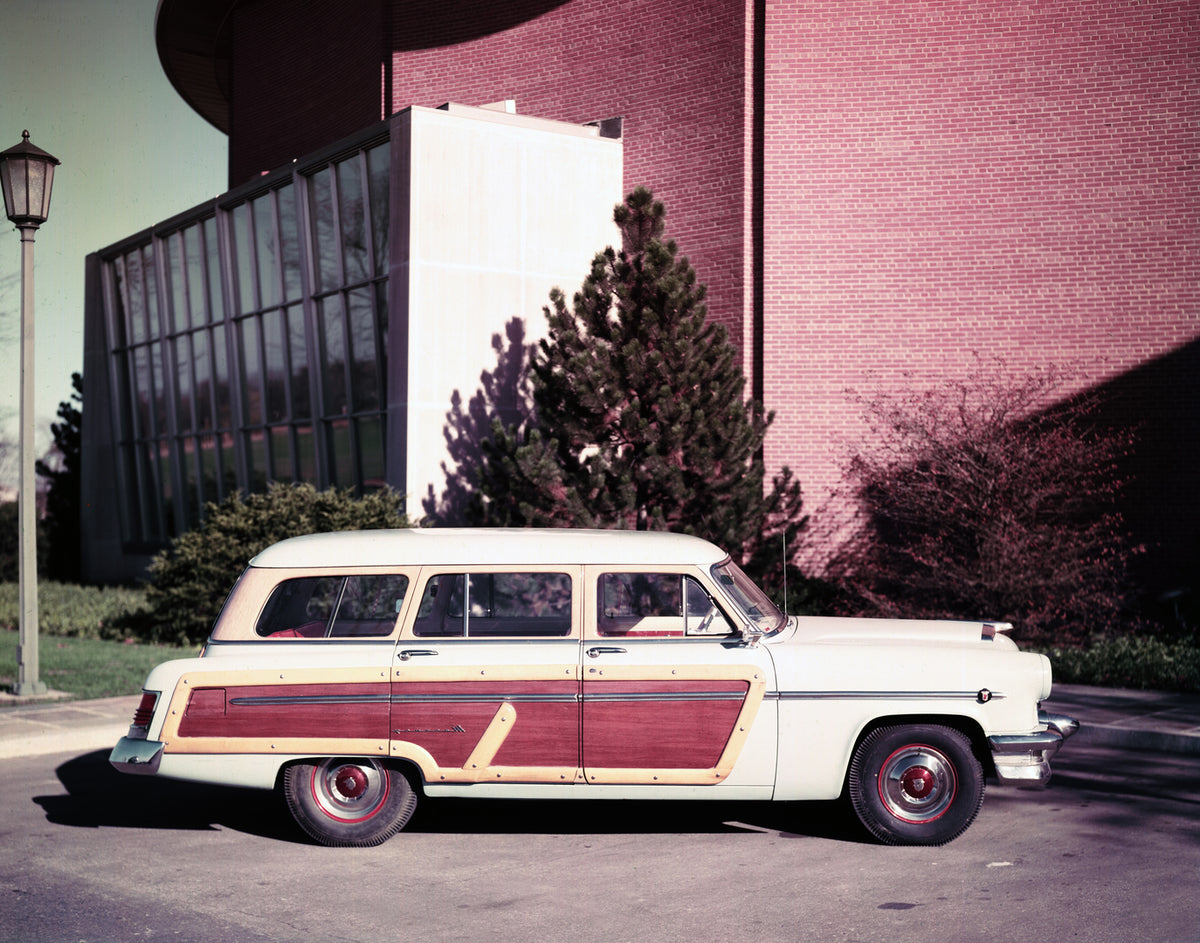 This archival image documents the 1954 Mercury Monterey station wagon in the Product Development Center and is preserved in the Ford Heritage Vault as part of Ford Motor Company's historic photographic archive. Free for personal, non-commercial us...