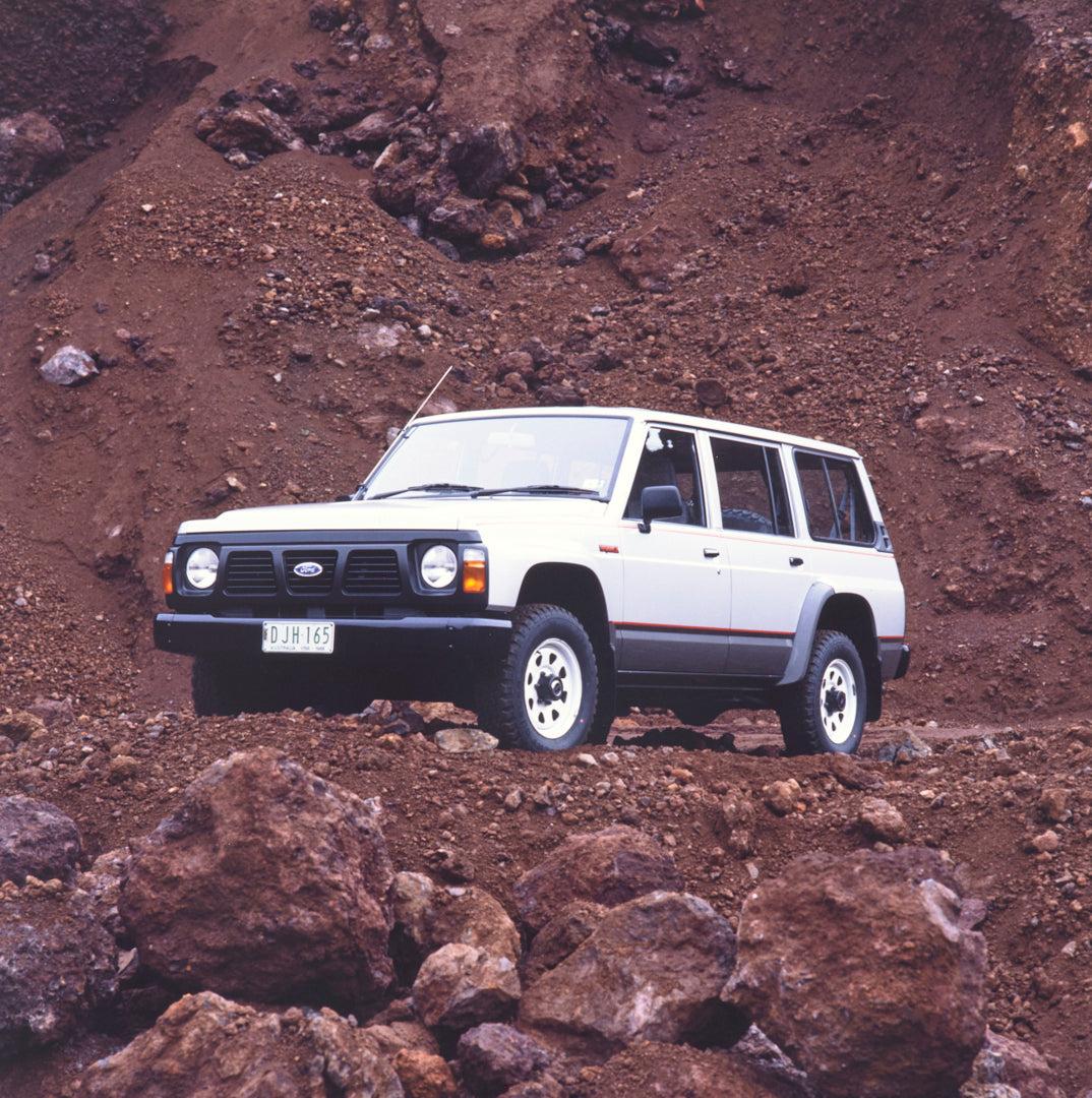 This archival image documents the 1988 Ford Maverick XL Wagon Passenger Side Front End View on Rocky Terrain FAP-2011-3 and is preserved in the Ford Heritage Vault as part of Ford Motor Company's historic photographic archive. Free for personal, n...
