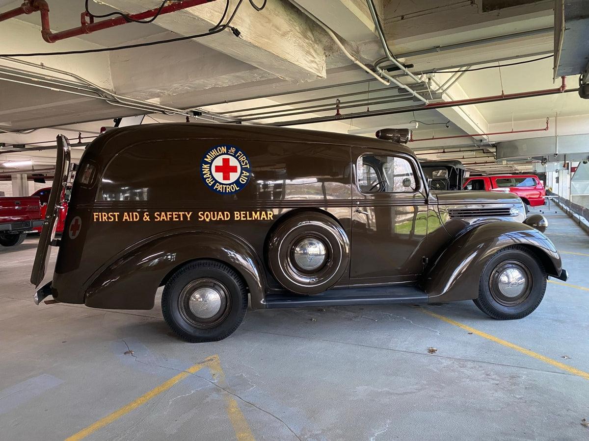 This archival image documents the 1938 Ford V8 Ambulance and is preserved in the Ford Heritage Vault as part of Ford Motor Company's historic photographic archive. Free for personal, non-commercial use. Ford Heritage Vault reference AR-2024-9.5.1.18.