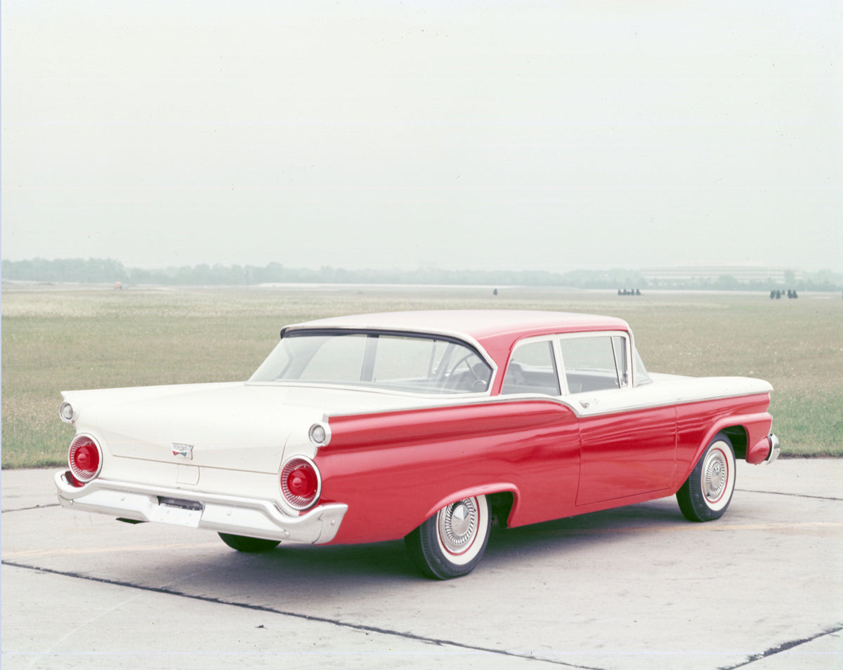 This archival image documents the 1959 Ford Custom 300 Business Sedan and is preserved in the Ford Heritage Vault as part of Ford Motor Company's historic photographic archive. Free for personal, non-commercial use. Ford Heritage Vault reference A...