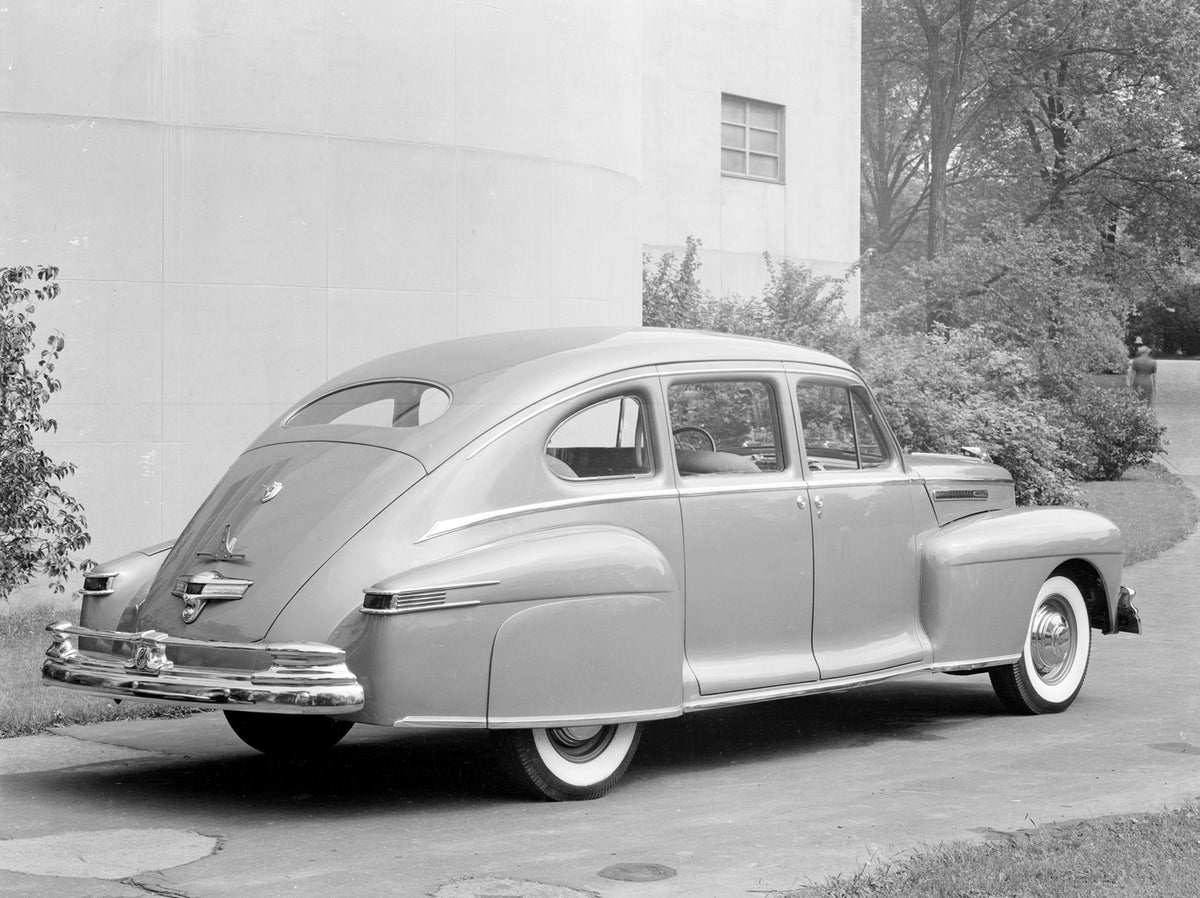 This archival image documents the 1946 Lincoln four door and is preserved in the Ford Heritage Vault as part of Ford Motor Company's historic photographic archive. Free for personal, non-commercial use. Ford Heritage Vault reference AR-2008-8.1.1....