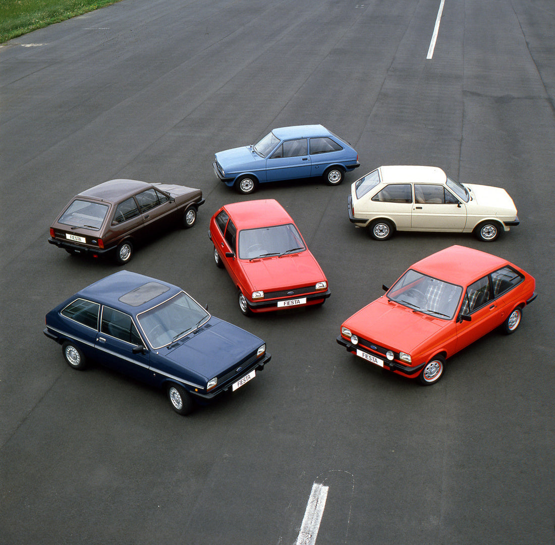 This archival image documents the 1982 Ford Fiesta Mark I range aerial view on road and is preserved in the Ford Heritage Vault as part of Ford Motor Company's historic photographic archive. Free for personal, non-commercial use. Ford Heritage Vau...