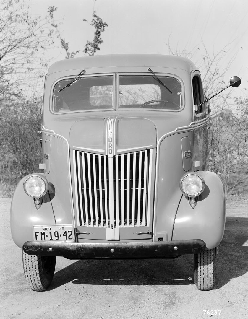 This archival image documents the 1942 Ford Cab Over Engine truck front end and is preserved in the Ford Heritage Vault as part of Ford Motor Company's historic photographic archive. Free for personal, non-commercial use. Ford Heritage Vault refer...