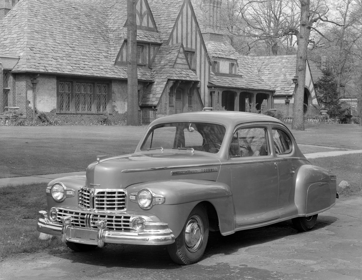 This archival image documents the 1946 Lincoln Club Coupe and is preserved in the Ford Heritage Vault as part of Ford Motor Company's historic photographic archive. Free for personal, non-commercial use. Ford Heritage Vault reference AR-2008-8.1.1...