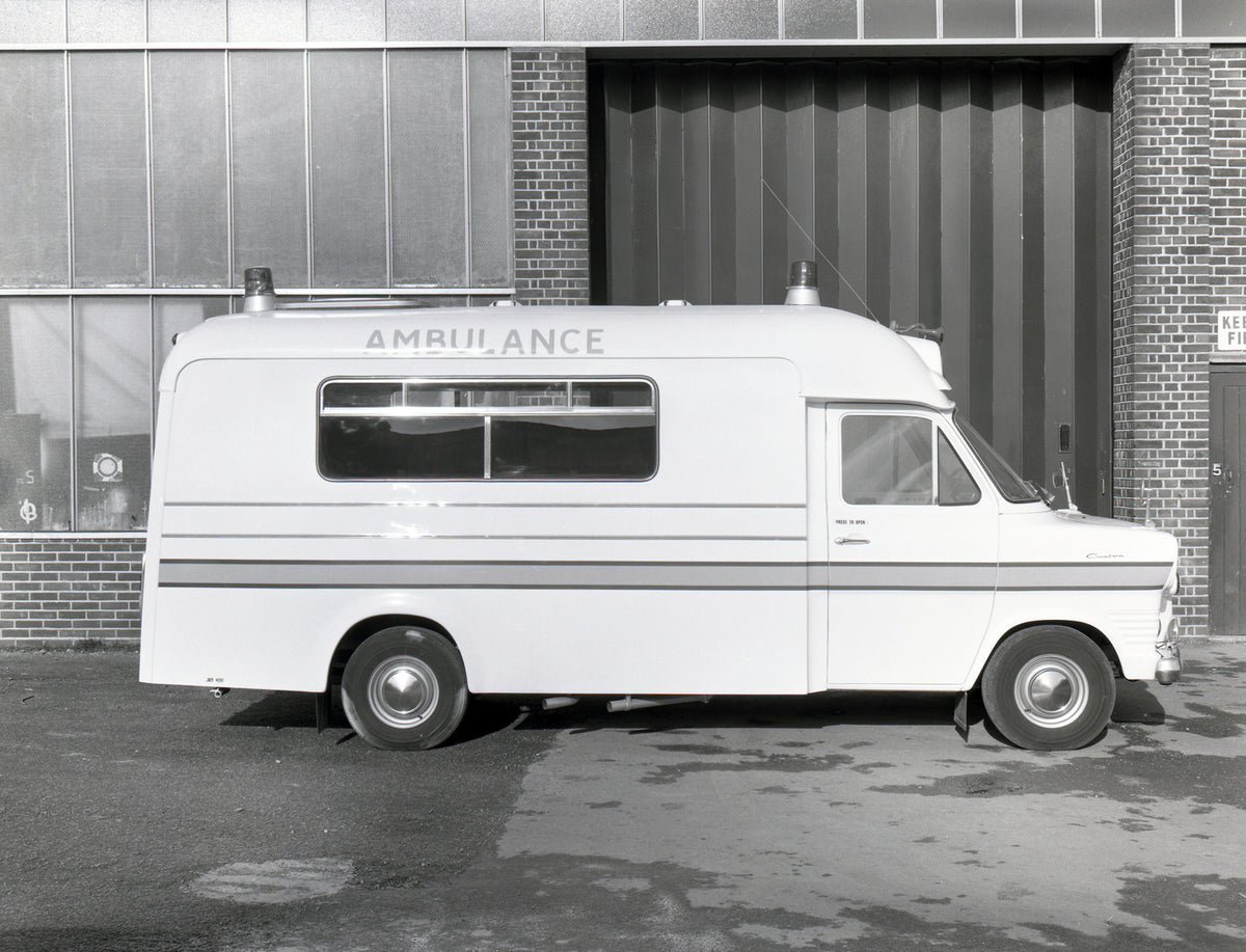 This archival image documents the 1976 Ford Transit ambulance 6-cylinder in Portsmouth and is preserved in the Ford Heritage Vault as part of Ford Motor Company's historic photographic archive. Free for personal, non-commercial use. Ford Heritage ...