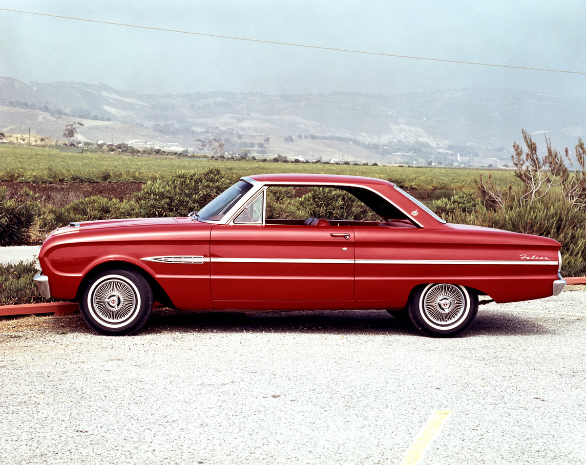 This archival image documents the 1963 Ford Falcon Futura two-door hardtop and is preserved in the Ford Heritage Vault as part of Ford Motor Company's historic photographic archive. Free for personal, non-commercial use. Ford Heritage Vault refere...