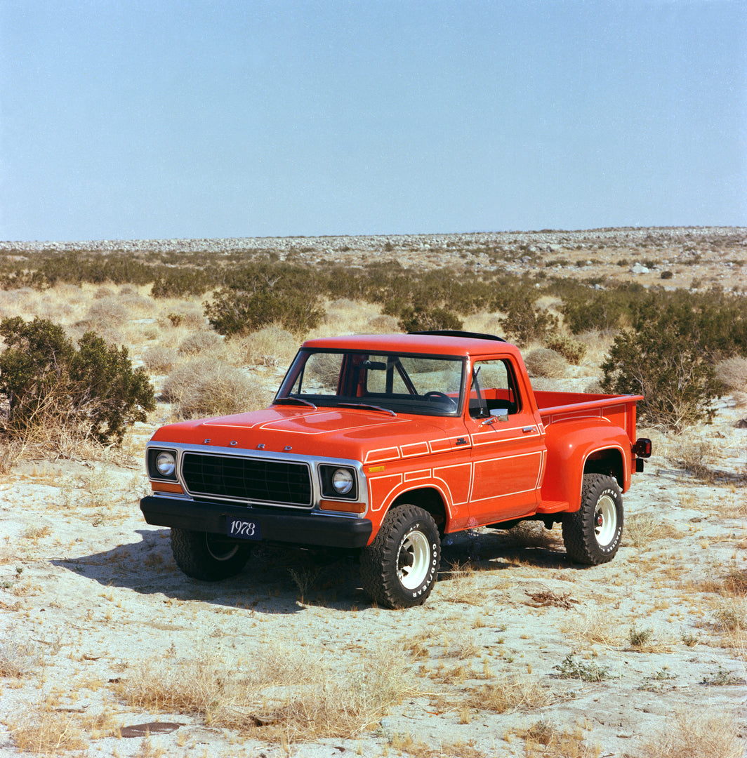 This archival image documents the 1978 Ford F-150 Custom Flairside pickup truck and is preserved in the Ford Heritage Vault as part of Ford Motor Company's historic photographic archive. Free for personal, non-commercial use. Ford Heritage Vault r...