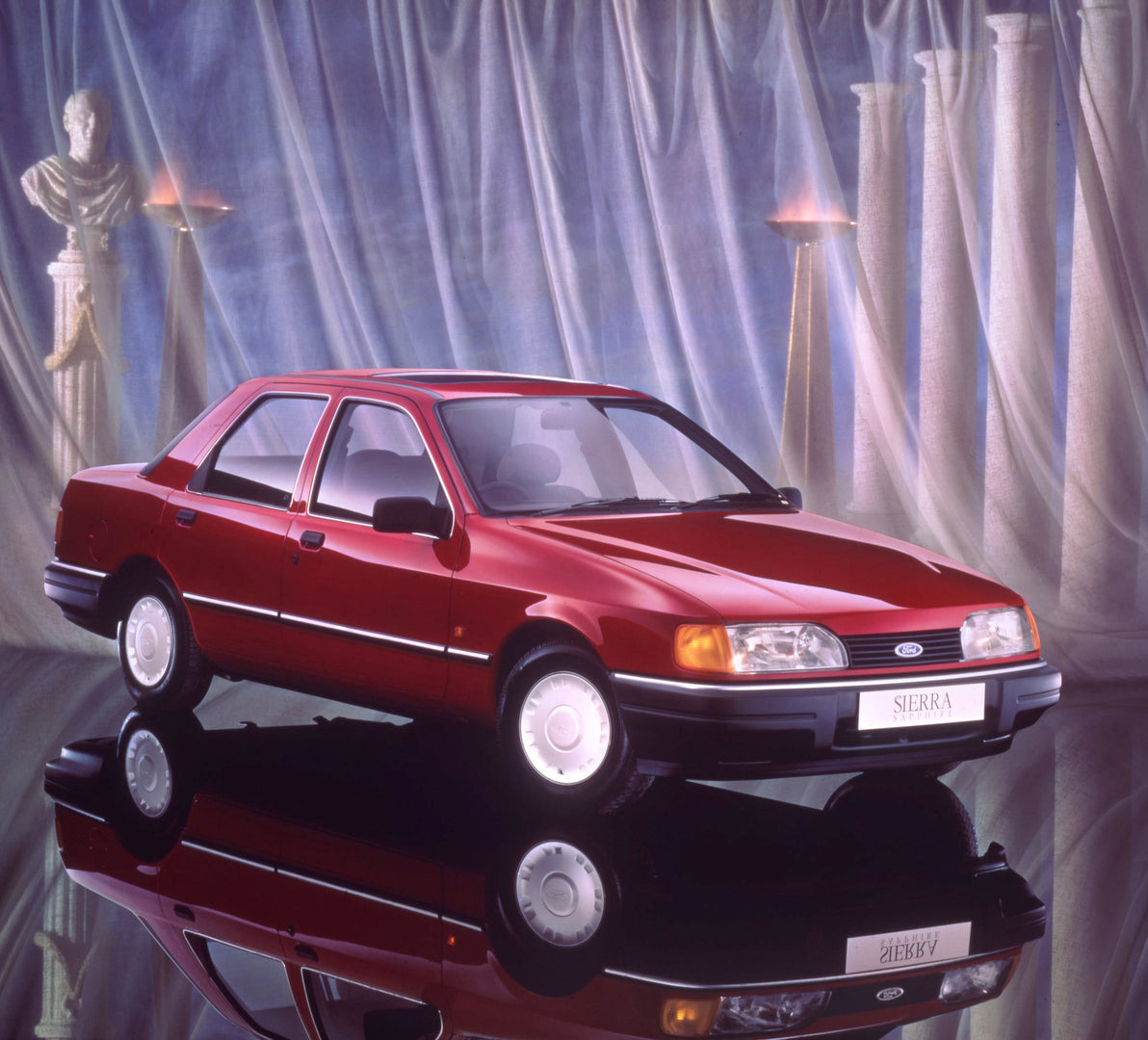 This archival image documents the 1989 Ford Sierra Mark II Sapphire in studio and is preserved in the Ford Heritage Vault as part of Ford Motor Company's historic photographic archive. Free for personal, non-commercial use. Ford Heritage Vault ref...