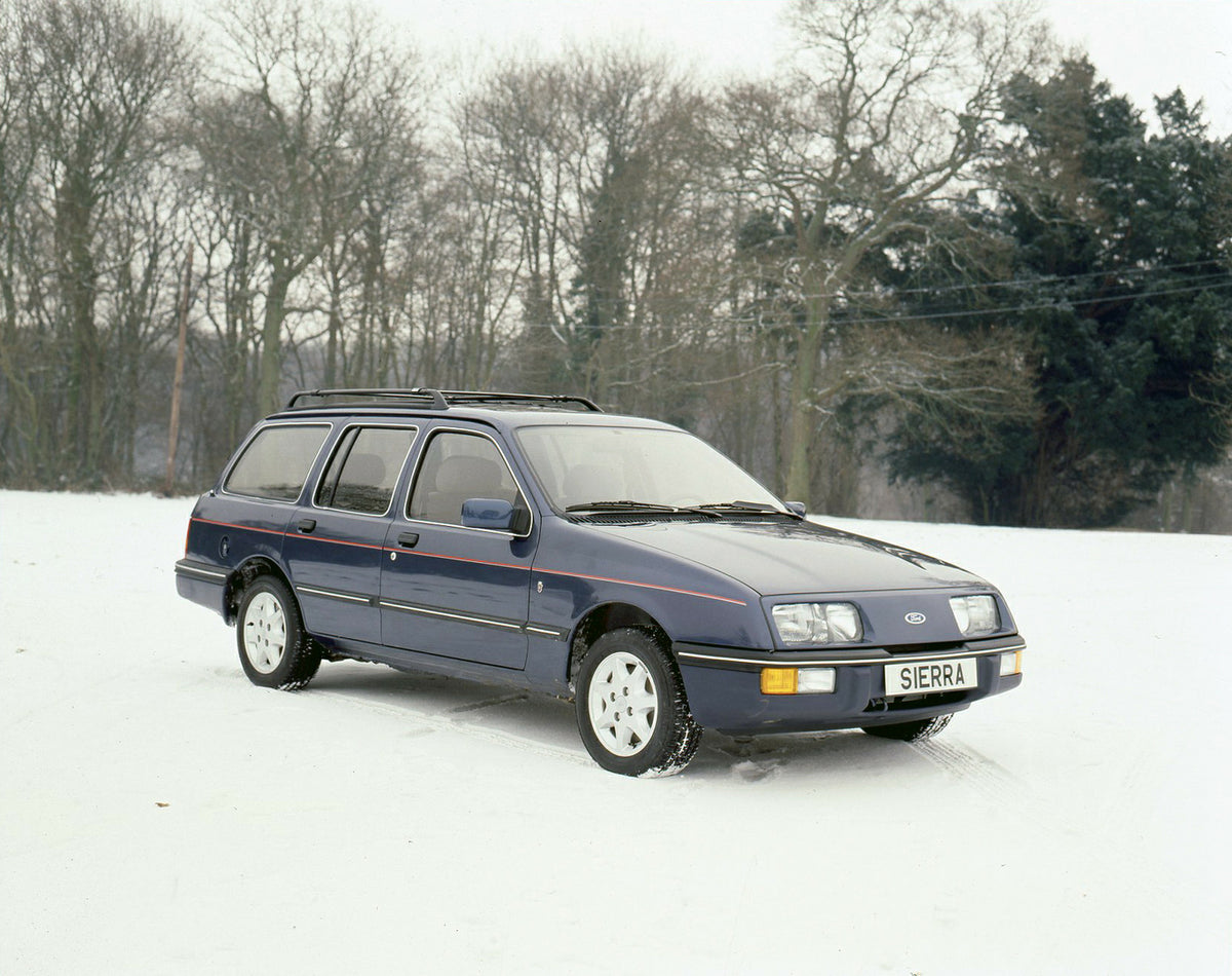 This archival image documents the 1986 Ford Sierra Ghia 4x4 Estate in snow at Brands Hatch and is preserved in the Ford Heritage Vault as part of Ford Motor Company's historic photographic archive. Free for personal, non-commercial use. Ford Herit...