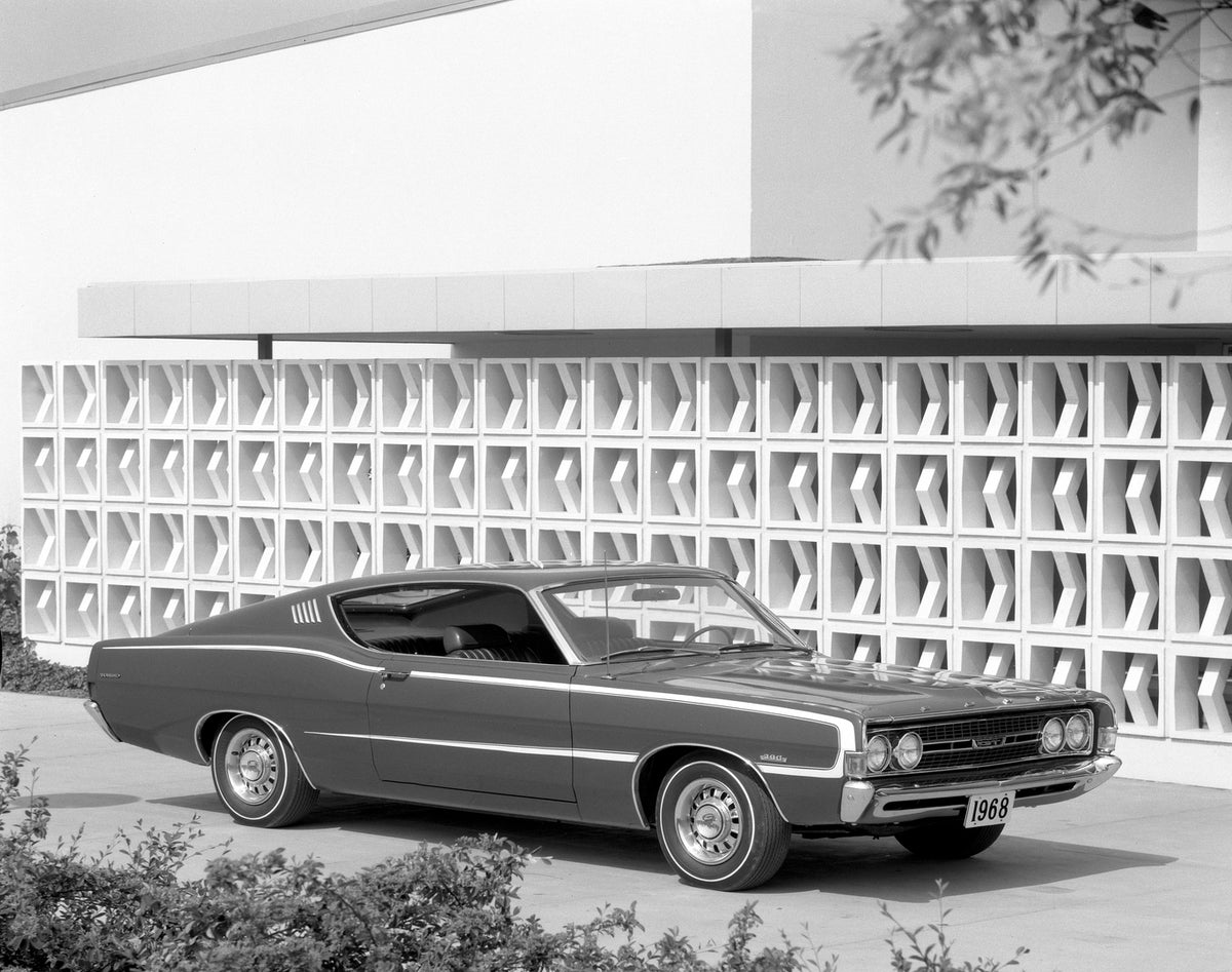 This archival image documents the 1968 Ford Torino GT fastback and is preserved in the Ford Heritage Vault as part of Ford Motor Company's historic photographic archive. Free for personal, non-commercial use. Ford Heritage Vault reference AR-2008-...