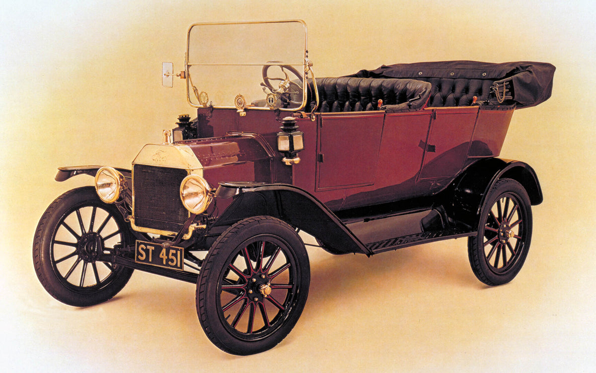 This archival image documents the 1912 Ford Model T touring car in studio and is preserved in the Ford Heritage Vault as part of Ford Motor Company's historic photographic archive. Free for personal, non-commercial use. Ford Heritage Vault referen...