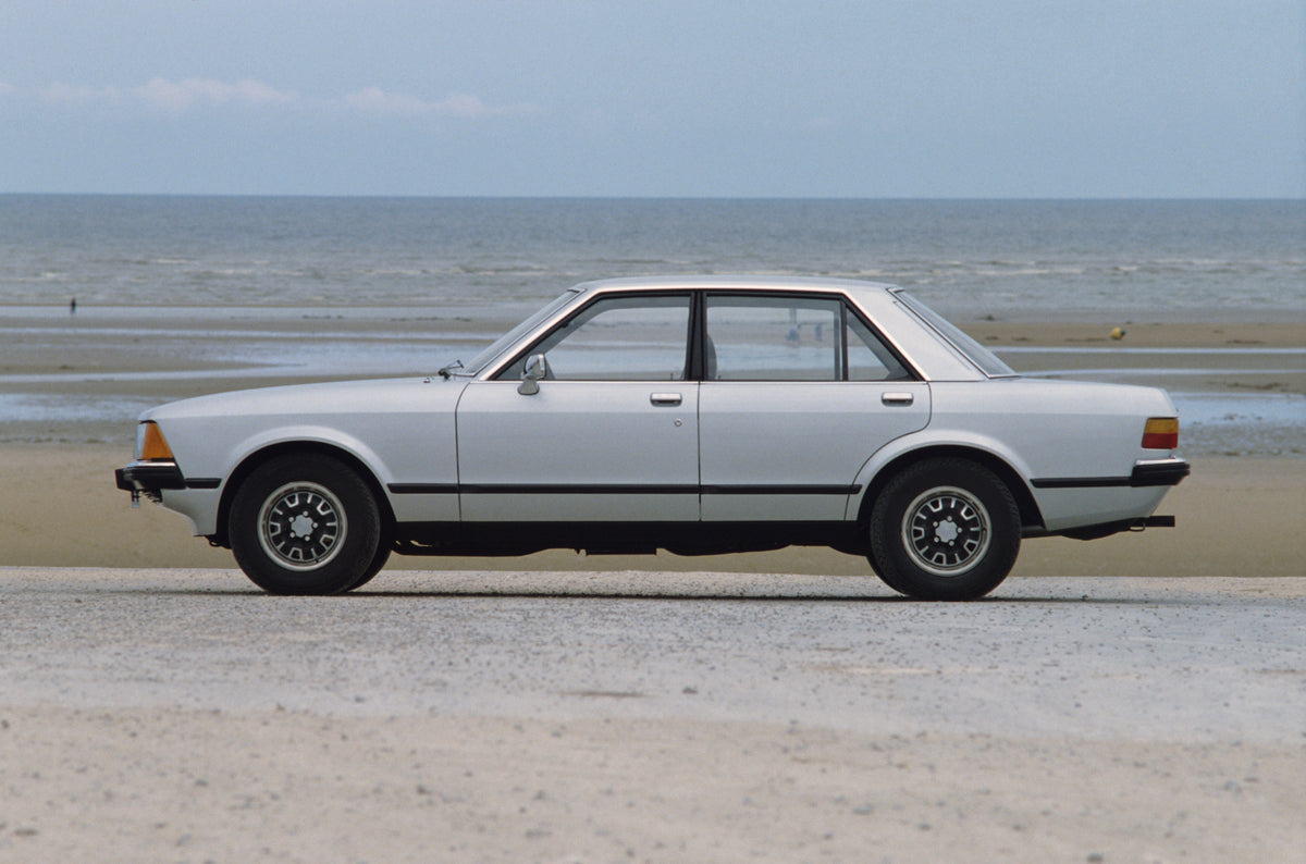 This archival image documents the 1979 Ford Granada Mark II GL side view on scenic beach and is preserved in the Ford Heritage Vault as part of Ford Motor Company's historic photographic archive. Free for personal, non-commercial use. Ford Heritag...