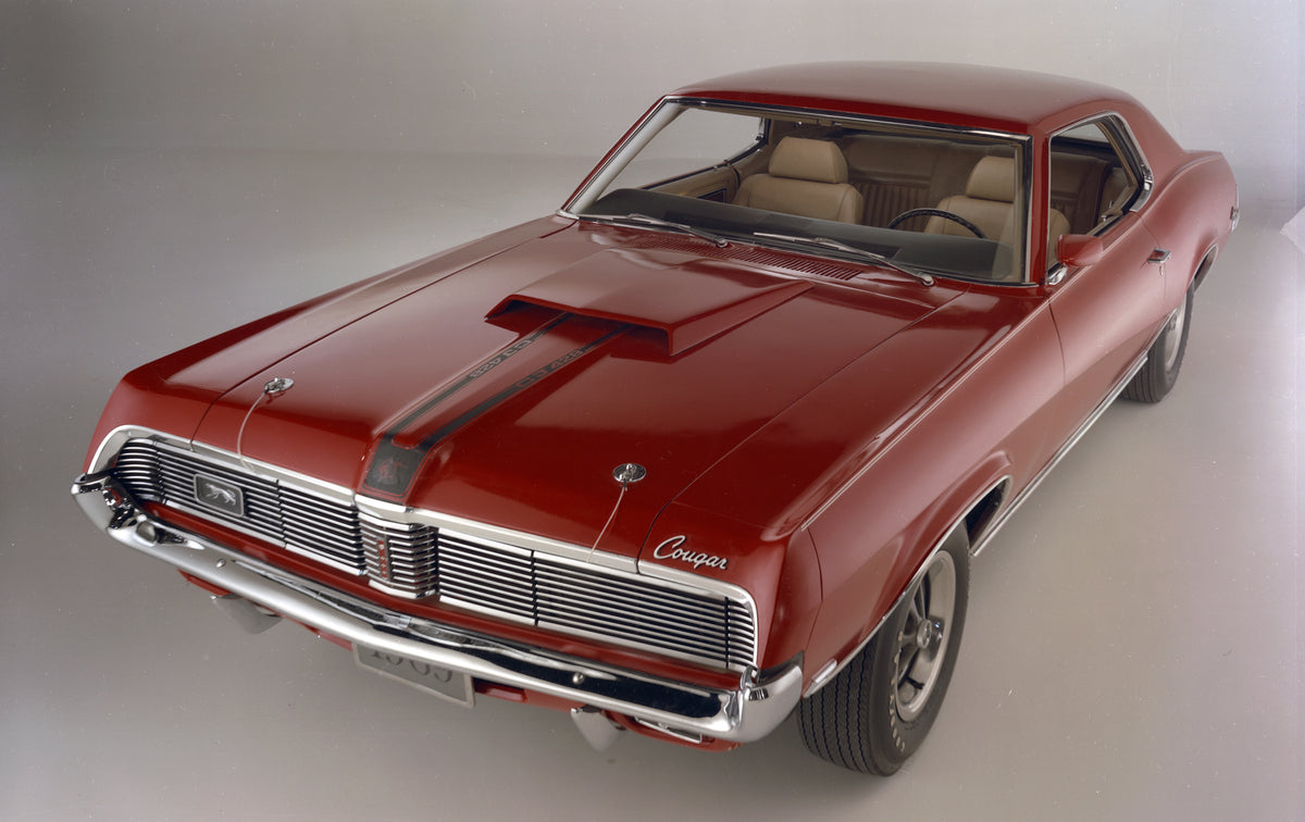 This archival image documents the 1968 Photograph of 1969 Mercury Cougar 428 CJ Hardtop Front View and is preserved in the Ford Heritage Vault as part of Ford Motor Company's historic photographic archive. Free for personal, non-commercial use. Fo...