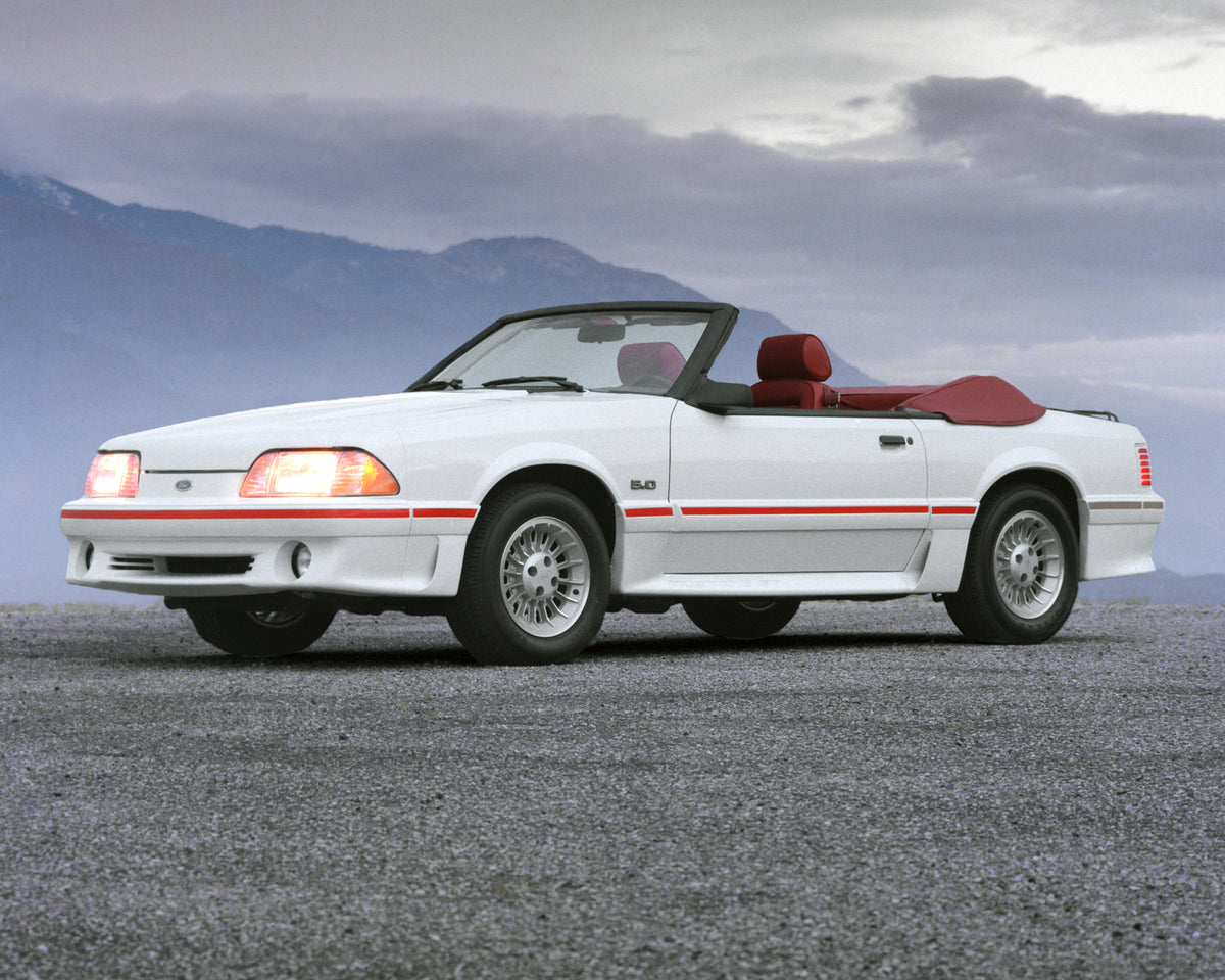 This archival image documents the 1987 Ford Mustang GT convertible and is preserved in the Ford Heritage Vault as part of Ford Motor Company's historic photographic archive. Free for personal, non-commercial use. Ford Heritage Vault reference AR-2...