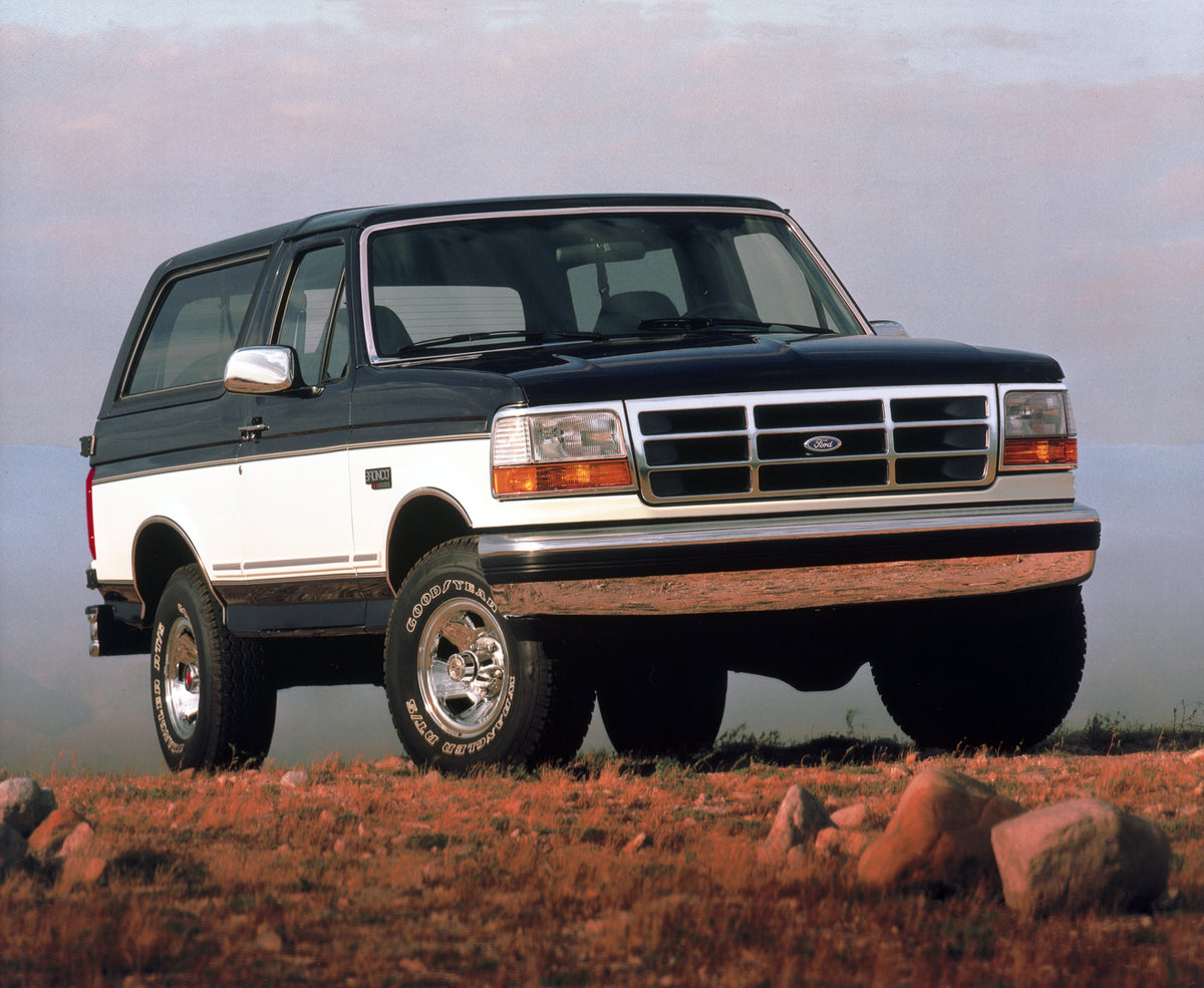 This archival image documents the 1993 Ford Bronco XLT and is preserved in the Ford Heritage Vault as part of Ford Motor Company's historic photographic archive. Free for personal, non-commercial use. Ford Heritage Vault reference AR-2008-8.1.7.314.