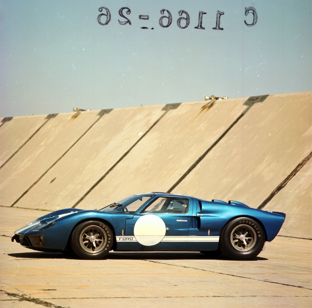 This archival image documents the 1966 Ford GT40 Mk II C1166-26 and is preserved in the Ford Heritage Vault as part of Ford Motor Company's historic photographic archive. Free for personal, non-commercial use. Ford Heritage Vault reference AR-2008...