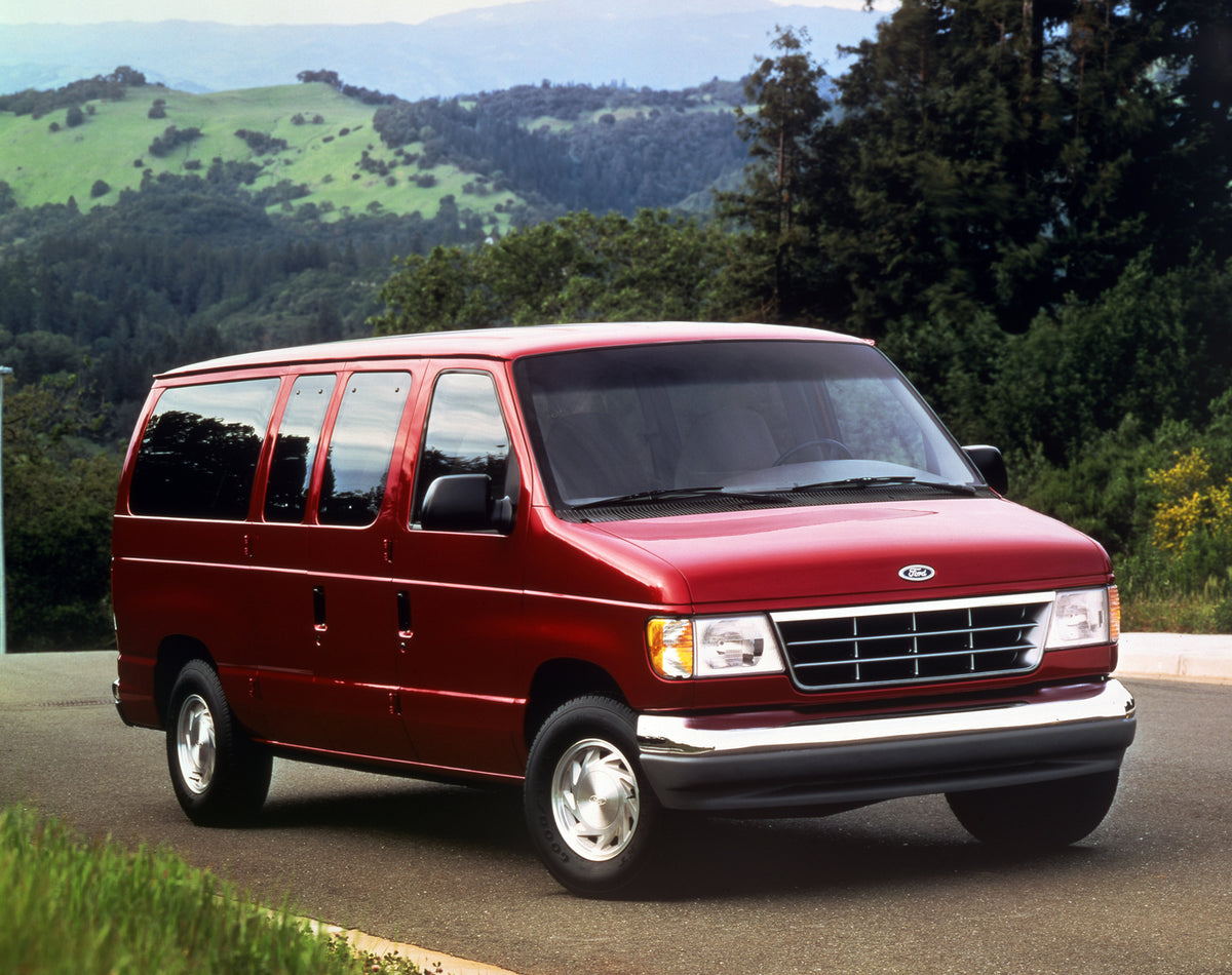This archival image documents the 1996 Ford Club Wagon and is preserved in the Ford Heritage Vault as part of Ford Motor Company's historic photographic archive. Free for personal, non-commercial use. Ford Heritage Vault reference AR-2008-8.1.2.7010.