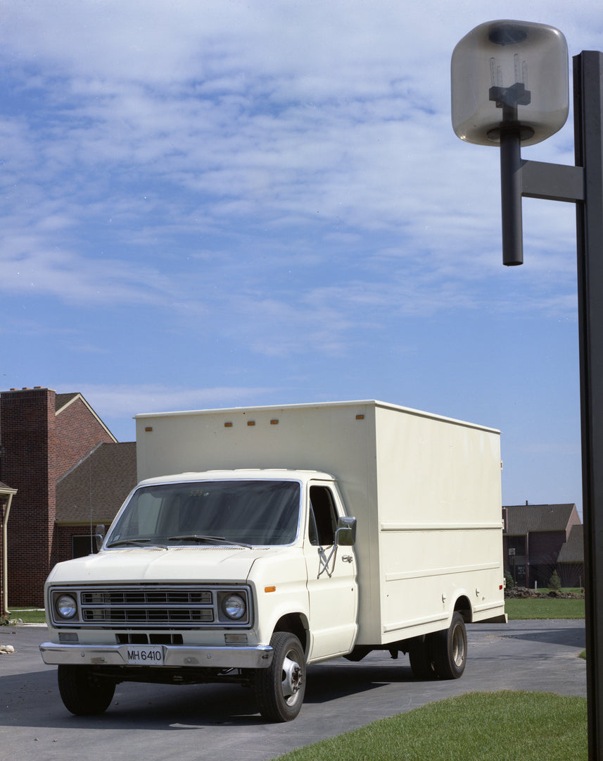 This archival image documents the 1975 Ford Econoline chassis cab and is preserved in the Ford Heritage Vault as part of Ford Motor Company's historic photographic archive. Free for personal, non-commercial use. Ford Heritage Vault reference AR-20...