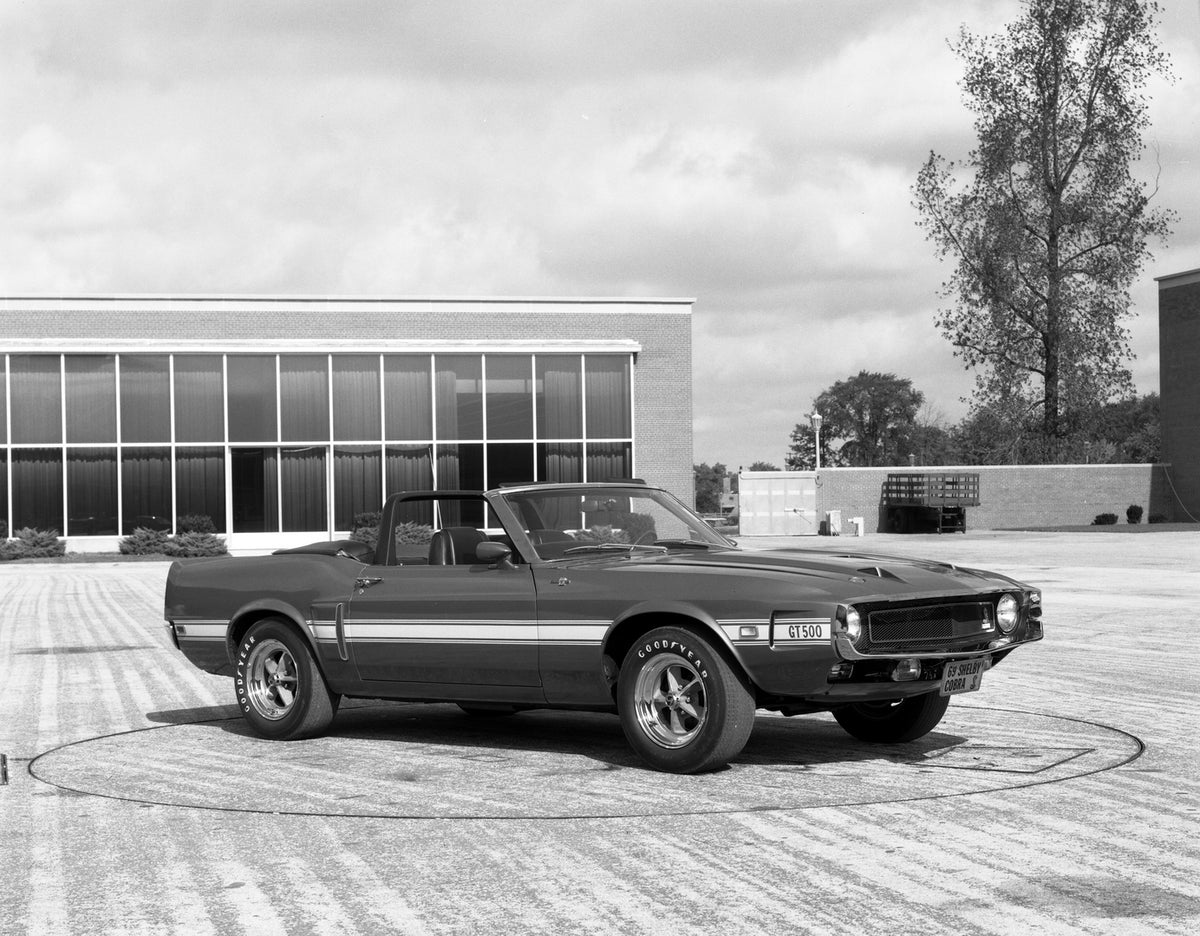 This archival image documents the 1969 Ford Mustang Shelby GT 500 convertible 150013-44 and is preserved in the Ford Heritage Vault as part of Ford Motor Company's historic photographic archive. Free for personal, non-commercial use. Ford Heritage...
