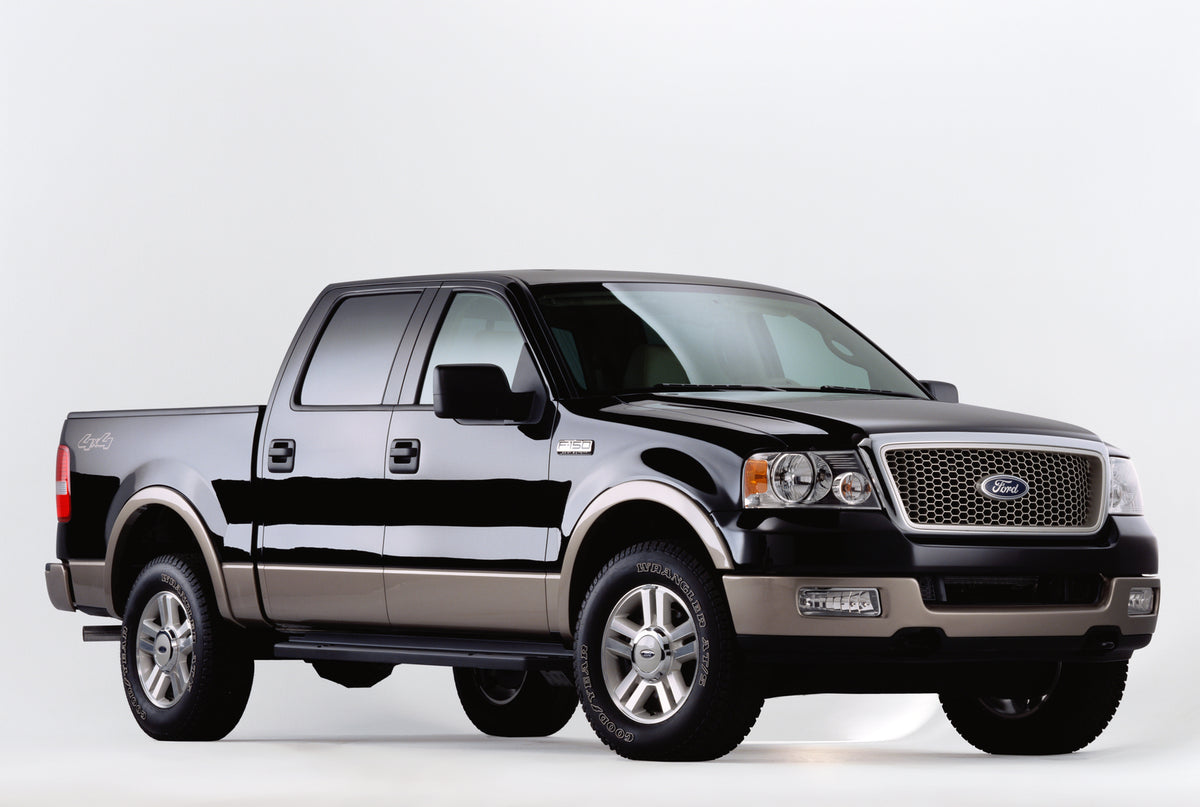 This archival image documents the 2004 Ford F-150 4x4 studio shot side angle and is preserved in the Ford Heritage Vault as part of Ford Motor Company's historic photographic archive. Free for personal, non-commercial use. Ford Heritage Vault refe...