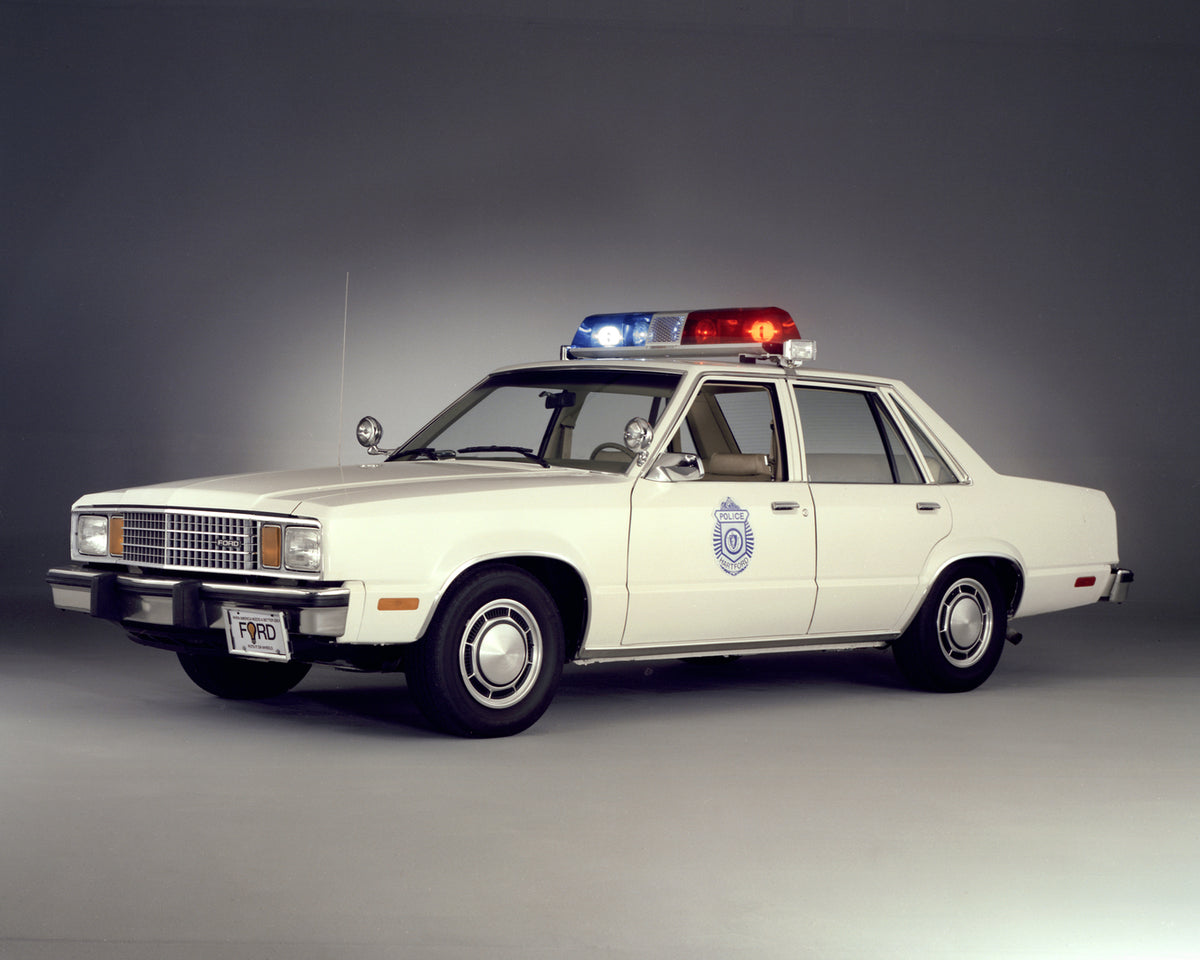 This archival image documents the 1981 Ford Fairmont police car and is preserved in the Ford Heritage Vault as part of Ford Motor Company's historic photographic archive. Free for personal, non-commercial use. Ford Heritage Vault reference AR-2008...