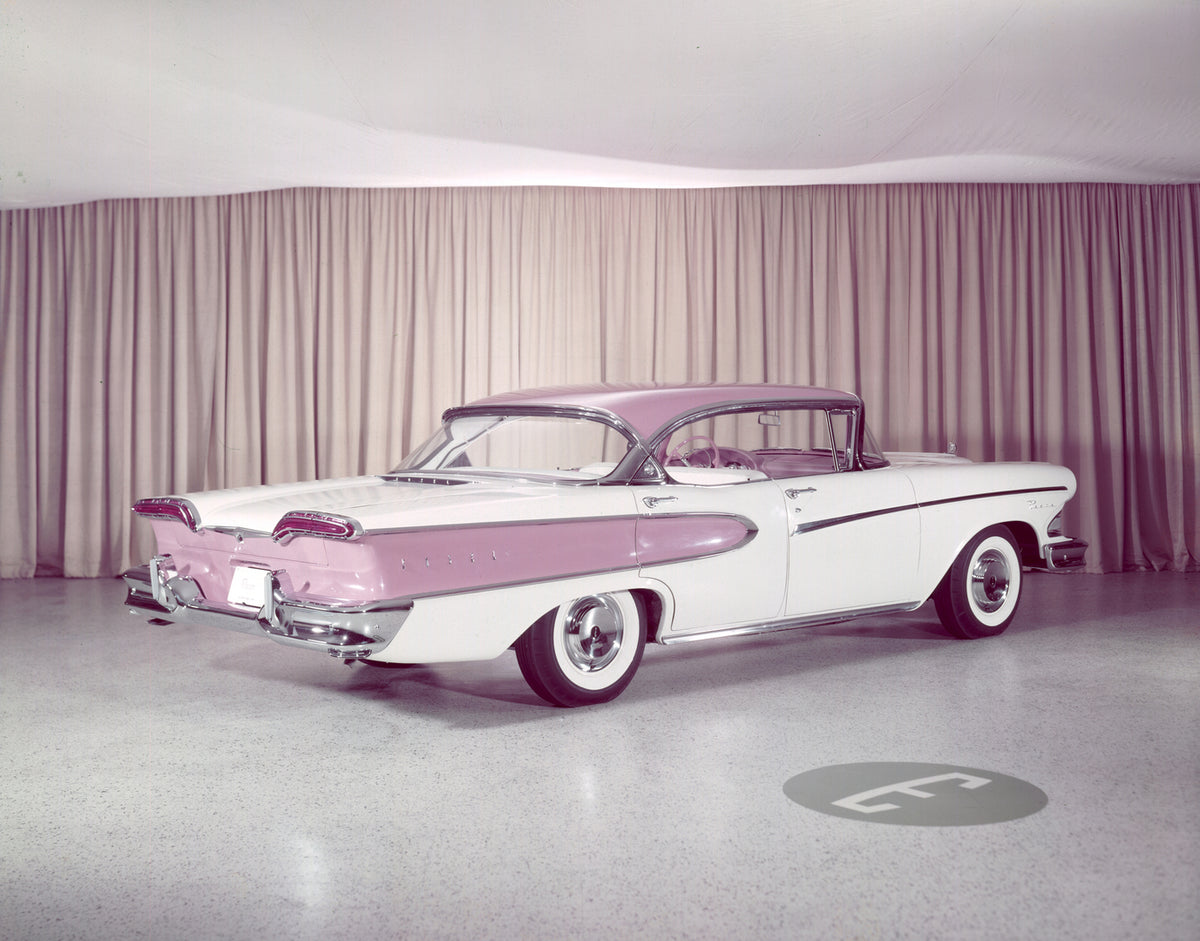 This archival image documents the 1958 Edsel Pacer four-door hardtop and is preserved in the Ford Heritage Vault as part of Ford Motor Company's historic photographic archive. Free for personal, non-commercial use. Ford Heritage Vault reference AR...
