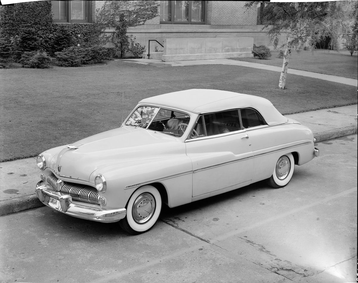 This archival image documents the 1950 Mercury convertible and is preserved in the Ford Heritage Vault as part of Ford Motor Company's historic photographic archive. Free for personal, non-commercial use. Ford Heritage Vault reference AR-2008-8.1....