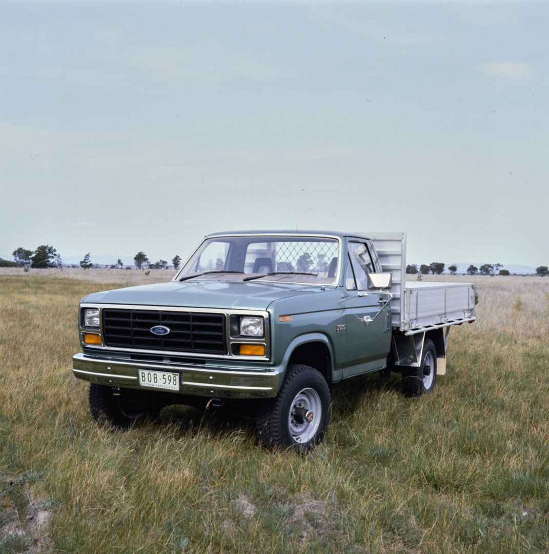 This archival image documents the 1984 Ford F-350 Pickup Truck Passenger Side Front End View in a Field FAP-2011-3 and is preserved in the Ford Heritage Vault as part of Ford Motor Company's historic photographic archive. Free for personal, non-co...