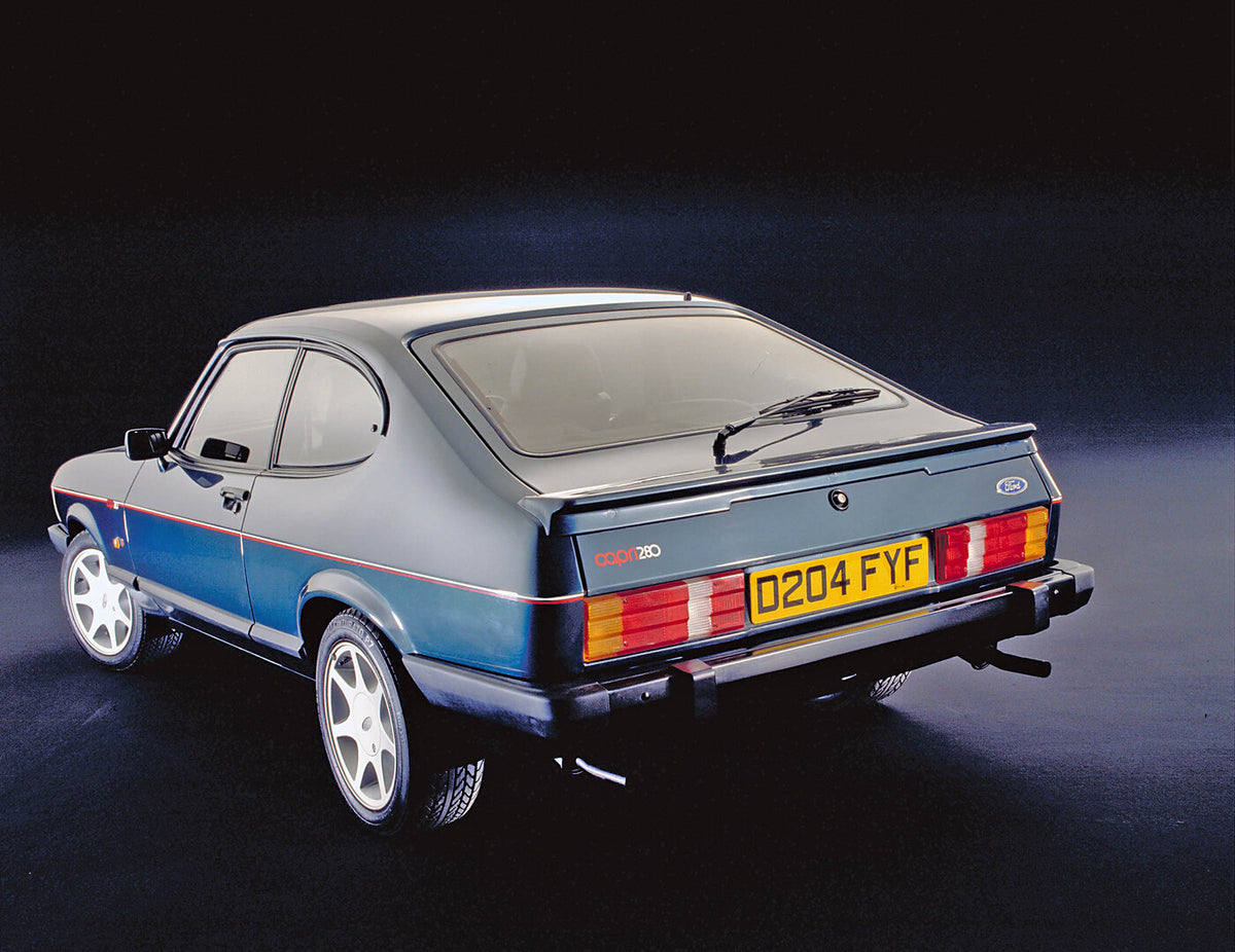 This archival image documents the 1987 Ford Capri Mark III rear view in studio and is preserved in the Ford Heritage Vault as part of Ford Motor Company's historic photographic archive. Free for personal, non-commercial use. Ford Heritage Vault re...