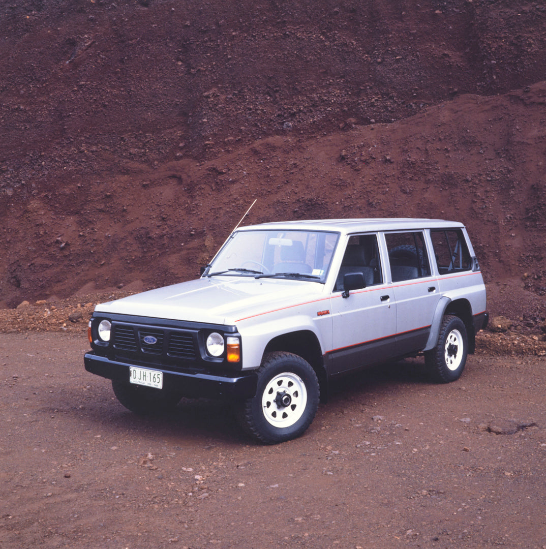 This archival image documents the 1988 Ford Maverick XL Wagon Passenger Side Front End View on Rocky Terrain FAP-2011-3 and is preserved in the Ford Heritage Vault as part of Ford Motor Company's historic photographic archive. Free for personal, n...