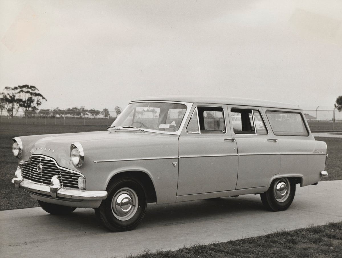 This archival image documents the 1956 Ford Zephyr Mark II Station Wagon Passenger Side Front End View in Driveway FAP-2011-3 and is preserved in the Ford Heritage Vault as part of Ford Motor Company's historic photographic archive. Free for perso...