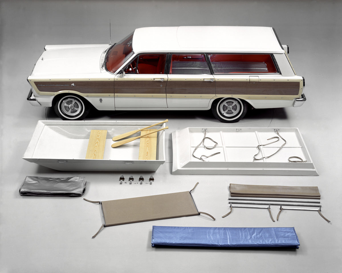 This archival image documents the 1965 Ford Country Squire station wagon and is preserved in the Ford Heritage Vault as part of Ford Motor Company's historic photographic archive. Free for personal, non-commercial use. Ford Heritage Vault referenc...