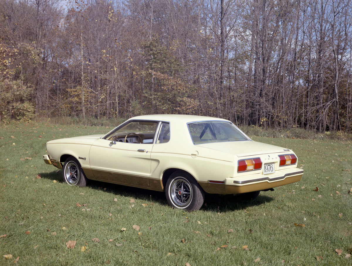 This archival image documents the 1976 Ford Mustang II coupe and is preserved in the Ford Heritage Vault as part of Ford Motor Company's historic photographic archive. Free for personal, non-commercial use. Ford Heritage Vault reference AR-2008-8....