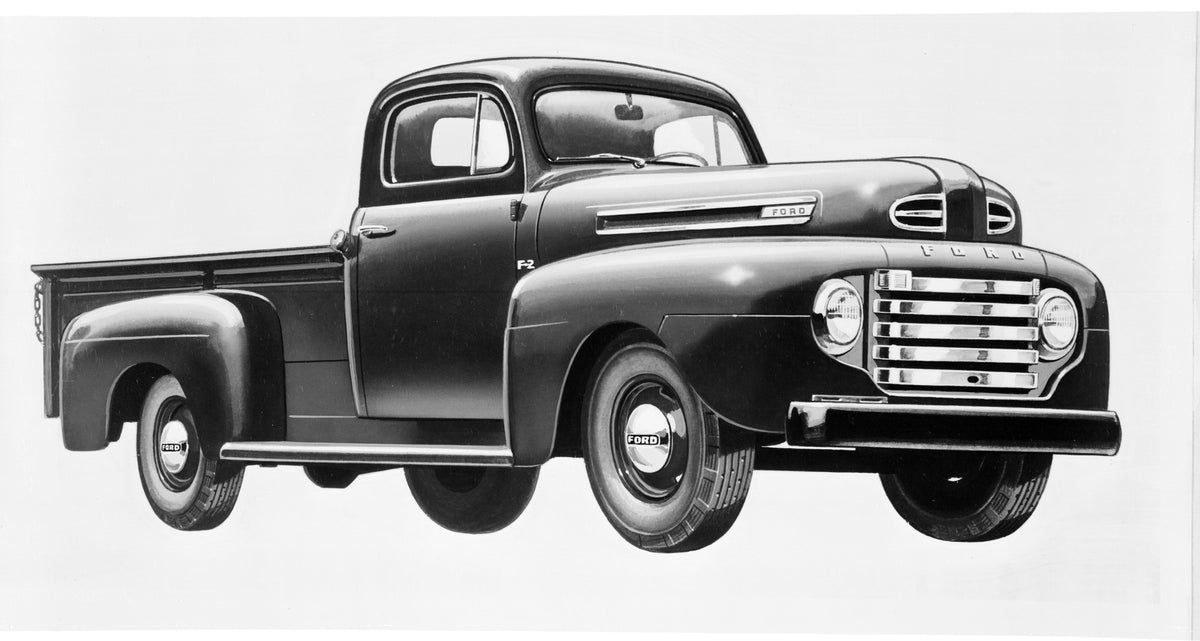 This archival image documents the 1949 Ford F-2 pickup truck art work and is preserved in the Ford Heritage Vault as part of Ford Motor Company's historic photographic archive. Free for personal, non-commercial use. Ford Heritage Vault reference A...