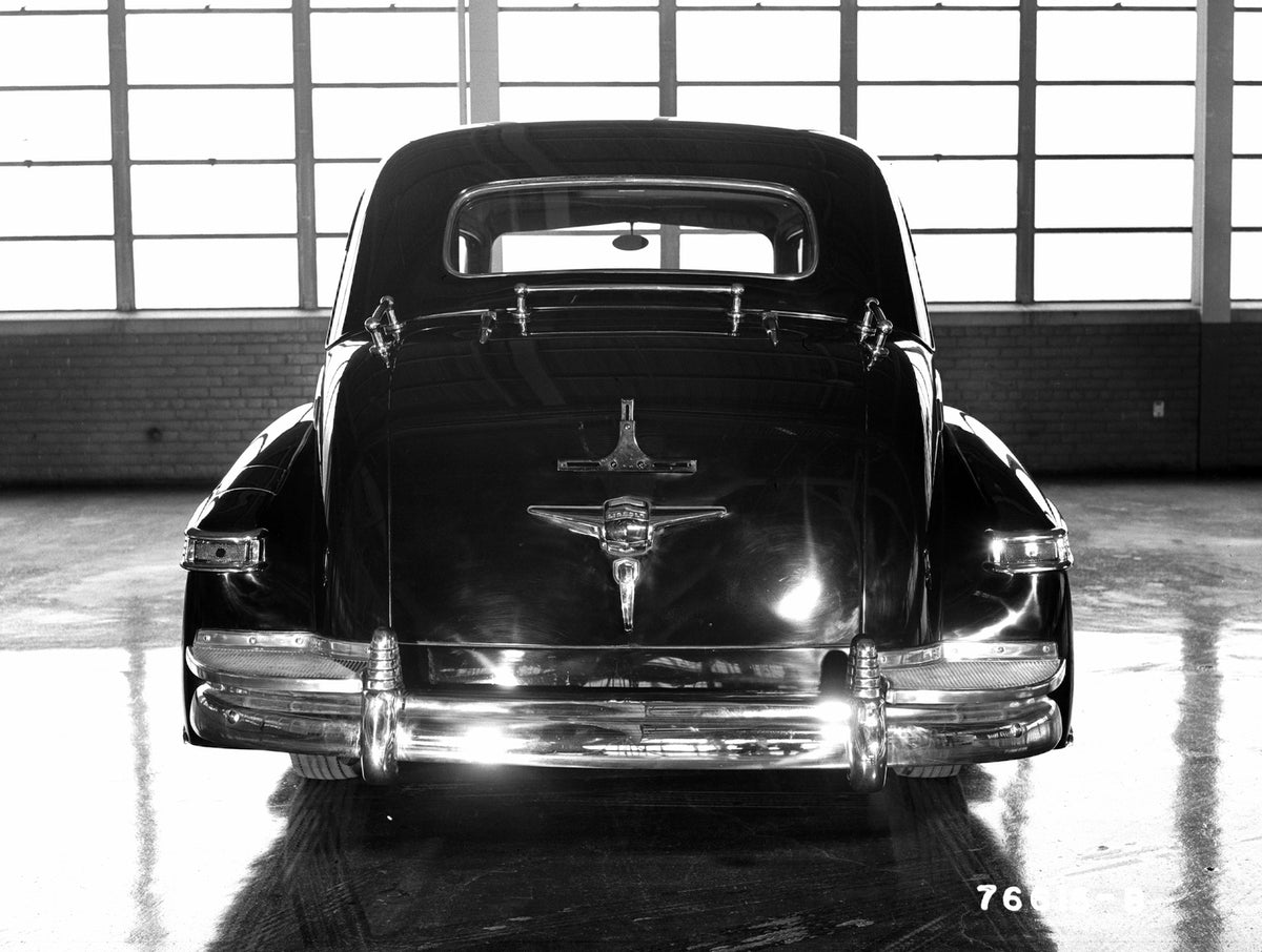 This archival image documents the 1942 Lincoln armored limousine and is preserved in the Ford Heritage Vault as part of Ford Motor Company's historic photographic archive. Free for personal, non-commercial use. Ford Heritage Vault reference AR-200...
