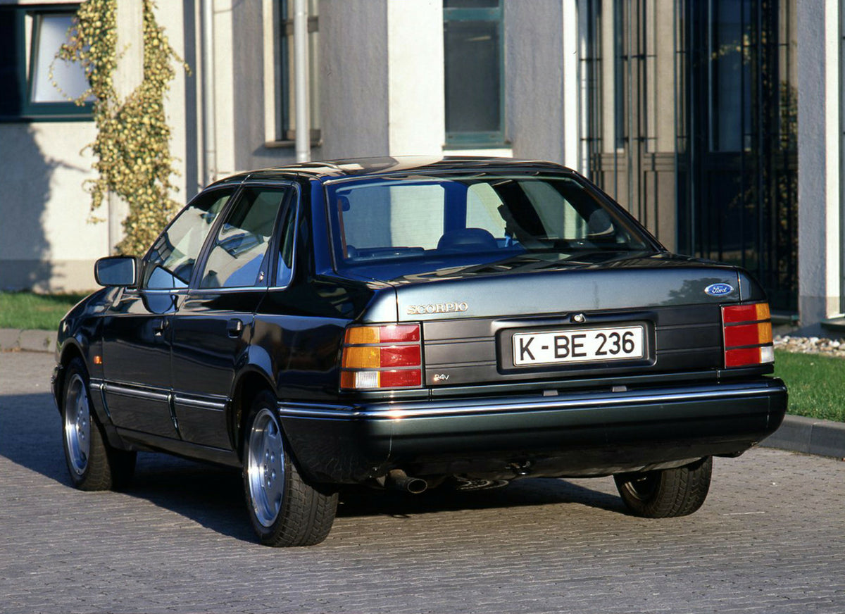This archival image documents the 1990 Ford Scorpio 24 Valve Mark I rear view and is preserved in the Ford Heritage Vault as part of Ford Motor Company's historic photographic archive. Free for personal, non-commercial use. Ford Heritage Vault ref...