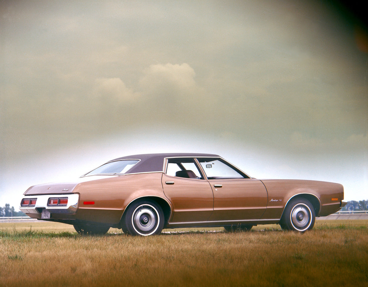 This archival image documents the 1972 Mercury Montego MX four-door Side Angle and is preserved in the Ford Heritage Vault as part of Ford Motor Company's historic photographic archive. Free for personal, non-commercial use. Ford Heritage Vault re...