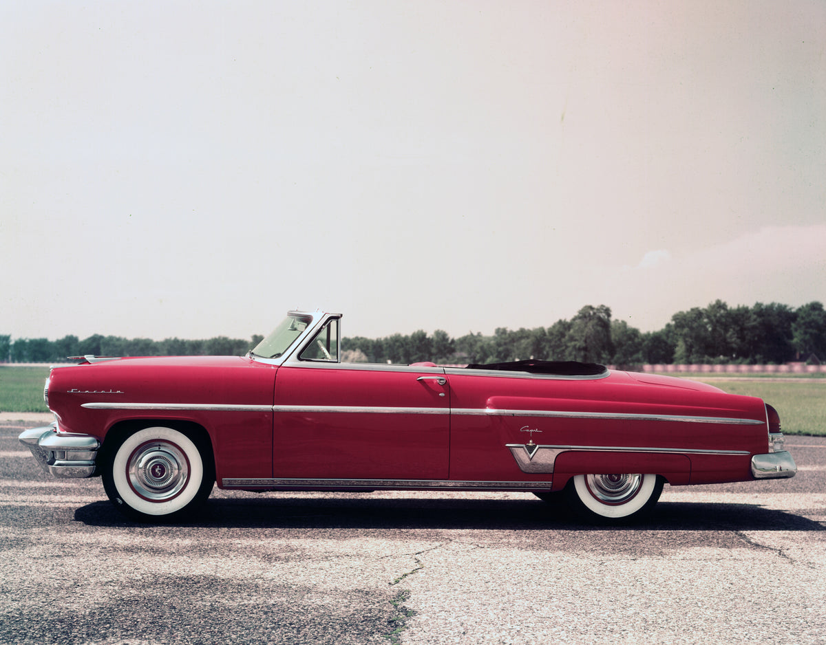 This archival image documents the 1954 Lincoln Capri convertible and is preserved in the Ford Heritage Vault as part of Ford Motor Company's historic photographic archive. Free for personal, non-commercial use. Ford Heritage Vault reference AR-200...