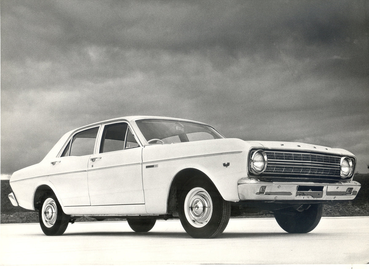 This archival image documents the 1966 Ford XR Falcon 500 with scenic cloudy sky and is preserved in the Ford Heritage Vault as part of Ford Motor Company's historic photographic archive. Free for personal, non-commercial use. Ford Heritage Vault ...