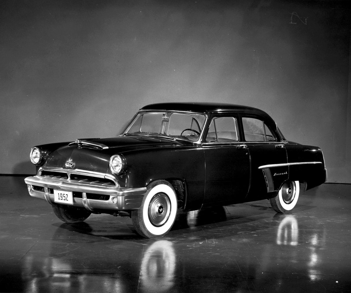 This archival image documents the 1952 Monarch Sedan in studio AR-2007-5 and is preserved in the Ford Heritage Vault as part of Ford Motor Company's historic photographic archive. Free for personal, non-commercial use. Ford Heritage Vault referenc...
