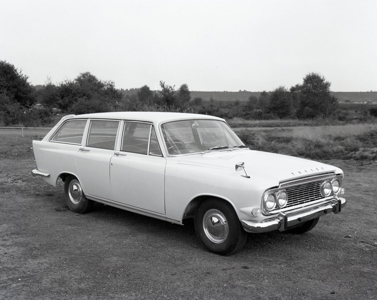 This archival image documents the 1964 Ford Zodiac Mark II Estate Car in scenic field with trees and is preserved in the Ford Heritage Vault as part of Ford Motor Company's historic photographic archive. Free for personal, non-commercial use. Ford...